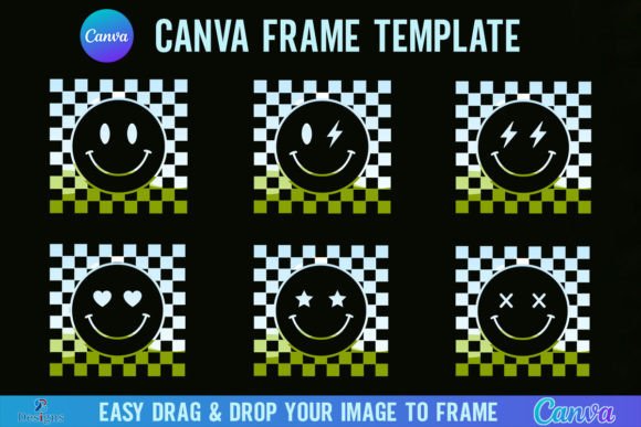 Checkered Smiley Canva Frame Template: Instant Playful Branding