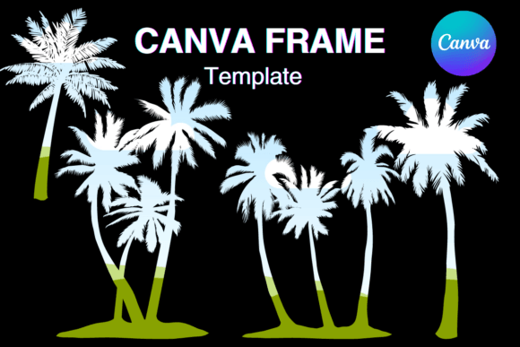 Coconut Palm Tree Canva Frame Template: Instant Tropical Style