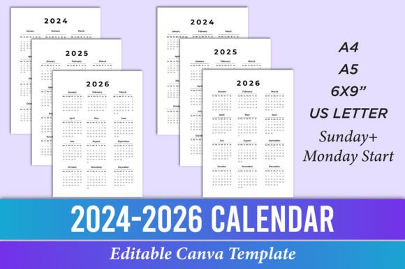 Master Your Schedule: The 2024-2026 Vertical Calendar Canva Template