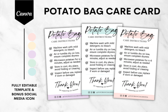Perfecting Your Potato Bag Care Card Canva Template 1