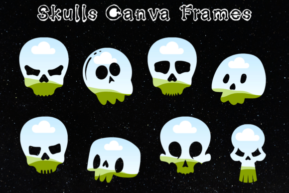 Skulls Canva Frames: Macabre Elegance for Halloween