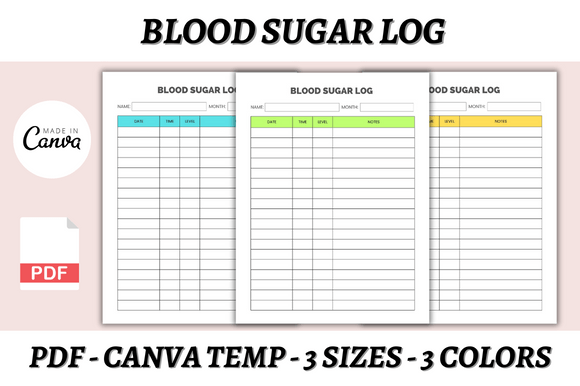 Smart Health Tracking: The Blood Sugar Log Canva Template