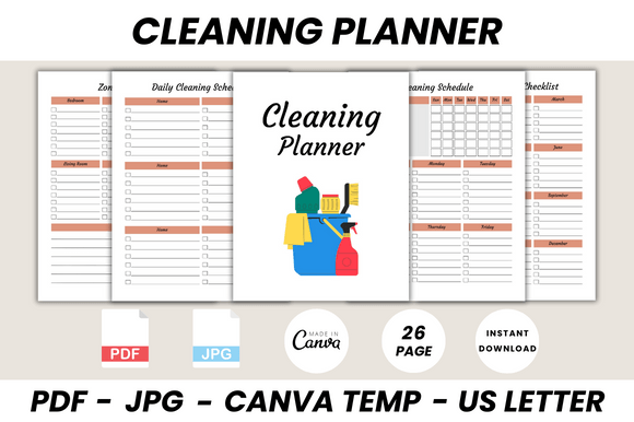 Streamline Your Home: The Ultimate Cleaning Planner Canva Template