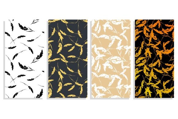 Vertical Cereal Grass Silhouettes: Natural Design Elements