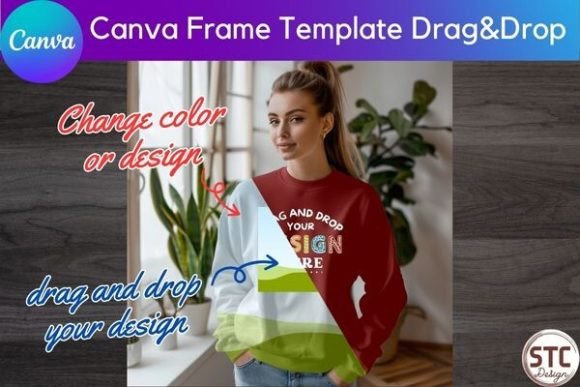 Women Sweatshirt Mockup Canva Frame: Visualize Your Designs Instantly