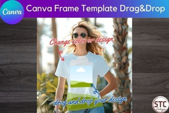 Women T-shirt Mockup Canva Frame: Realistic Apparel Previews