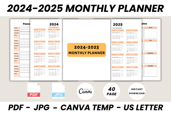 Your Ultimate 2024-2025 Monthly Planner Canva Template